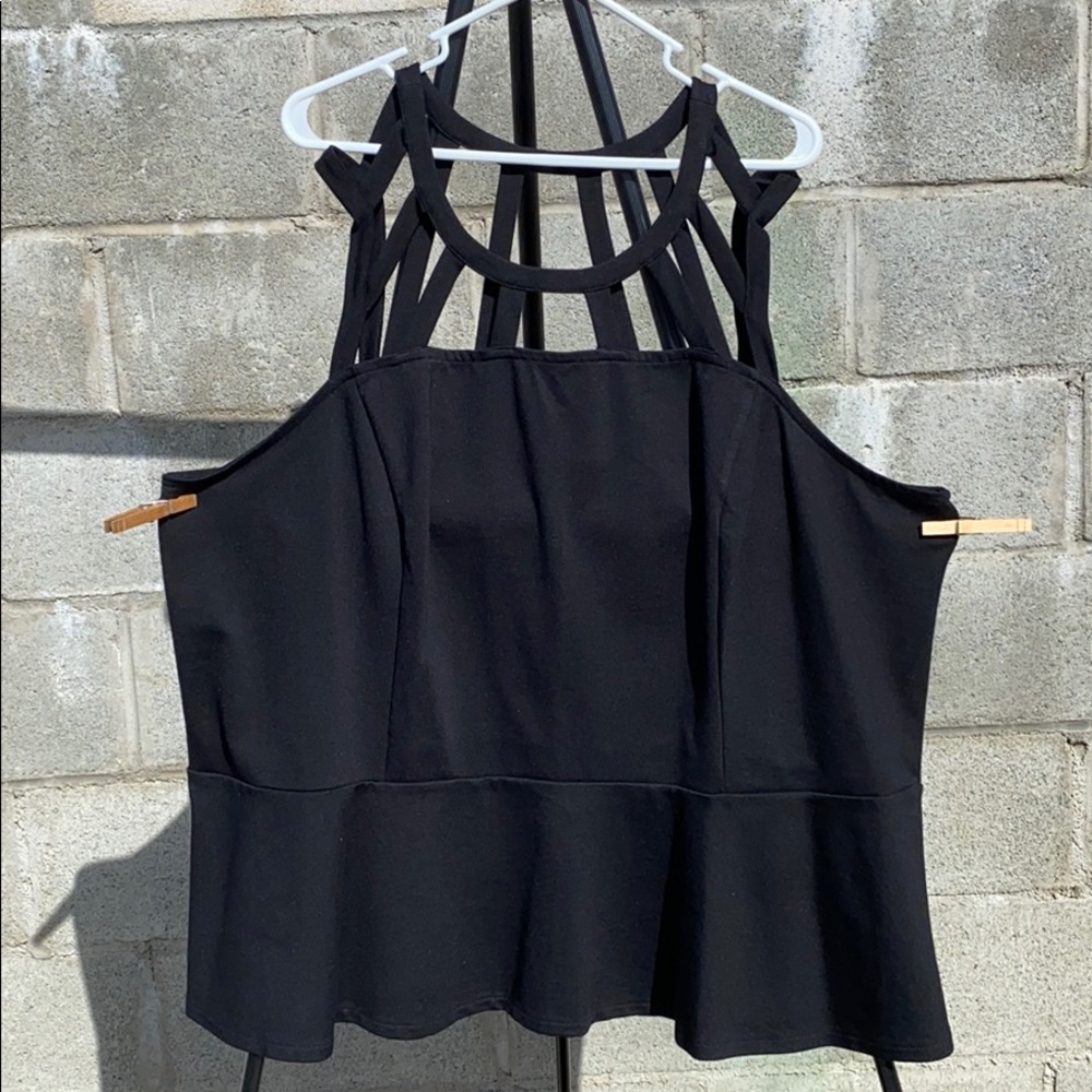 Lane Bryant Black Cut Out Top BNWT